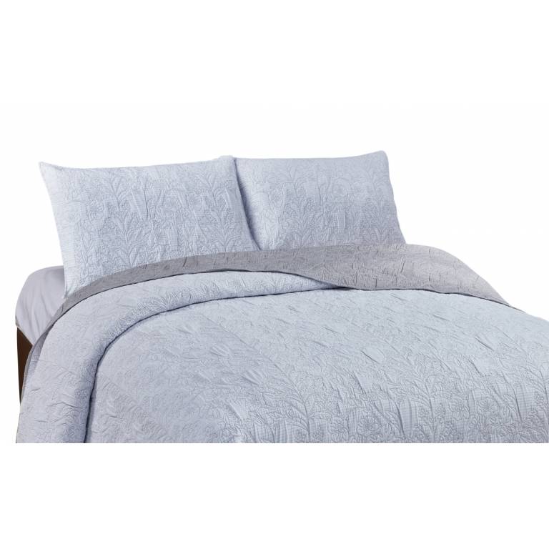 CONJUNTO COLCHA PIQUÉ Y FUNDAS DE COJÍN (gris, Cama 135:235x270)