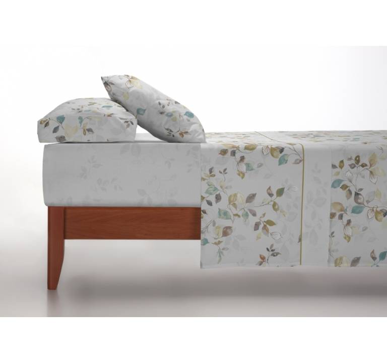 JUEGO SÁBANAS CORALINA ESTAMPADO HOJAS