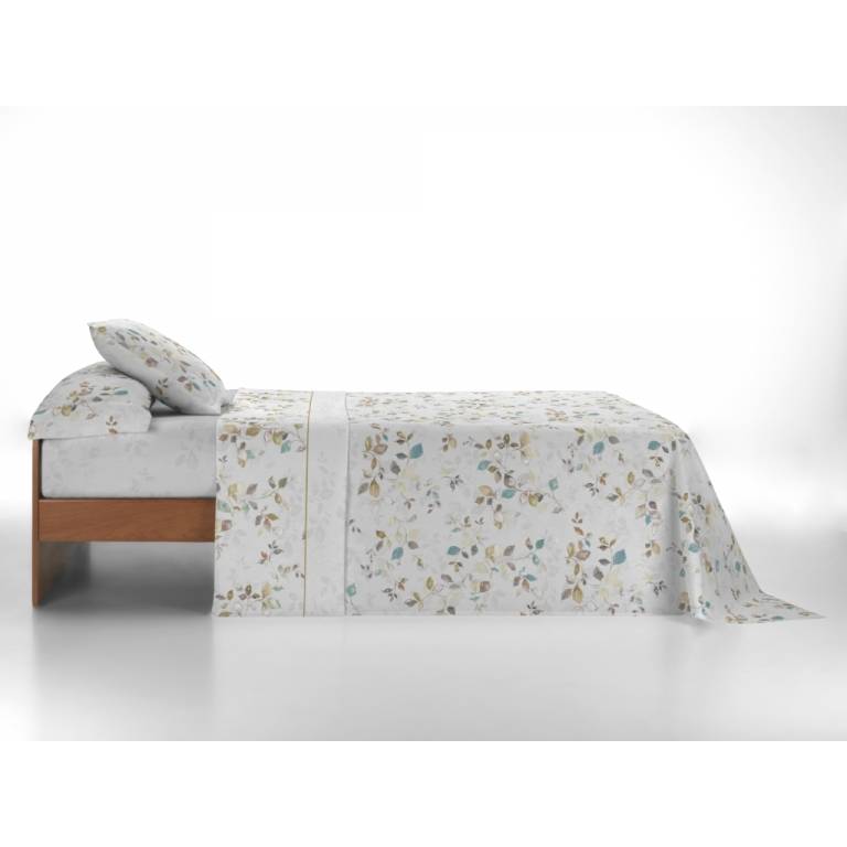 JUEGO SÁBANAS CORALINA ESTAMPADO HOJAS (oro, Cama 135:220x260)