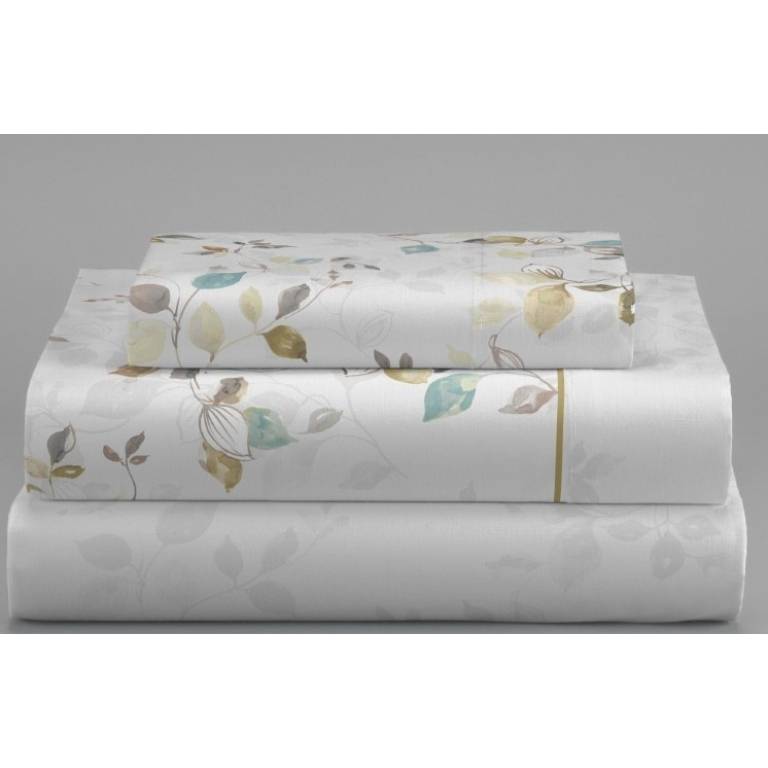 JUEGO SÁBANAS CORALINA ESTAMPADO HOJAS (oro, Cama 135:220x260)