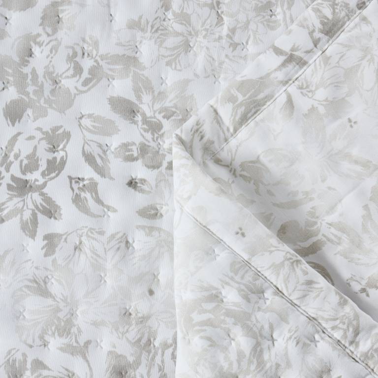 CONJUNTO COLCHA ESTAMPADO DE FLORES Y FUNDAS DE COJÍN (beige, Cama 105:200x270)