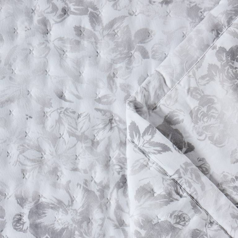 CONJUNTO COLCHA ESTAMPADO DE FLORES Y FUNDAS DE COJÍN (gris, Cama 105:200x270)