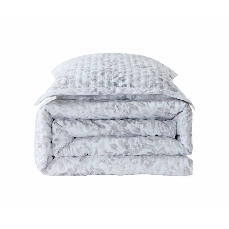 CONJUNTO COLCHA ESTAMPADO DE FLORES Y FUNDAS DE COJÍN (gris, Cama 105:200x270)