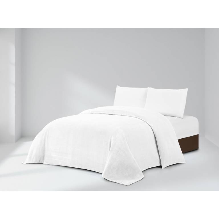 MANTA DE CAMA TACTO SEDA SÚPER SUAVE (blanco, Cama 135:220x240)