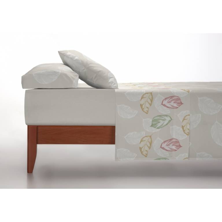 JUEGO SÁBANAS CORALINA ESTAMPADO HOJAS (beige, Cama 135:220x260)