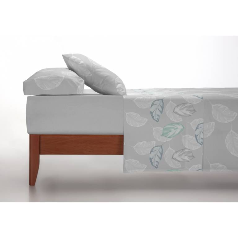 JUEGO SÁBANAS CORALINA ESTAMPADO HOJAS (gris, Cama 135:220x260)