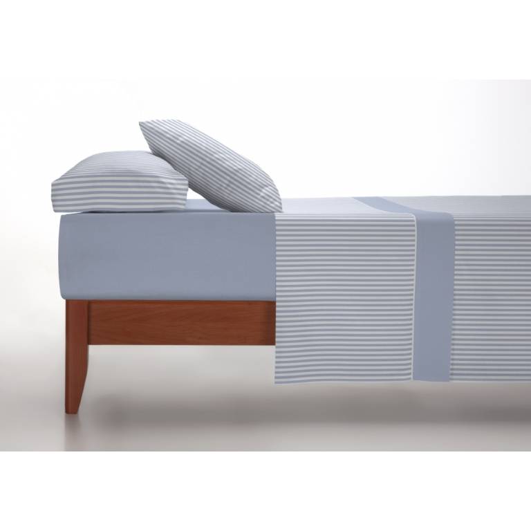 JUEGO SÁBANAS CORALINA ESTAMPADO RAYAS (azul, Cama 135:220x260)
