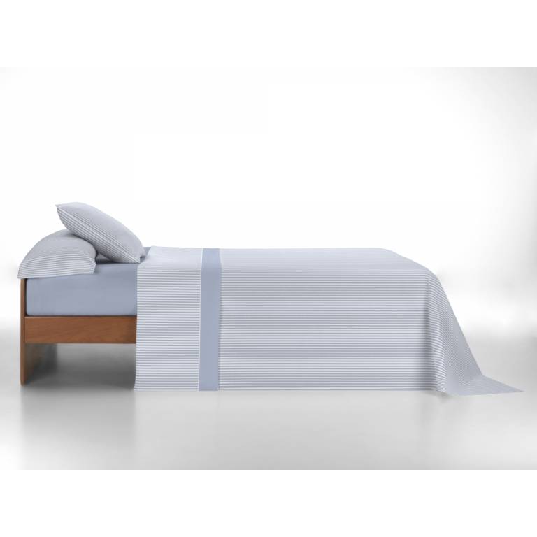 JUEGO SÁBANAS CORALINA ESTAMPADO RAYAS (azul, Cama 135:220x260)
