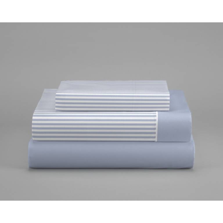 JUEGO SÁBANAS CORALINA ESTAMPADO RAYAS (azul, Cama 135:220x260)
