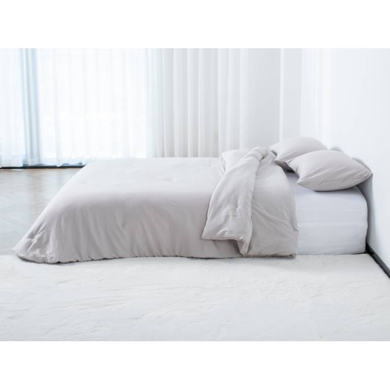 CONJUNTO EDREDÓN TEJIDO CUADRITOS Y FUNDAS DE COJÍN (beige, Cama 135:235x270)