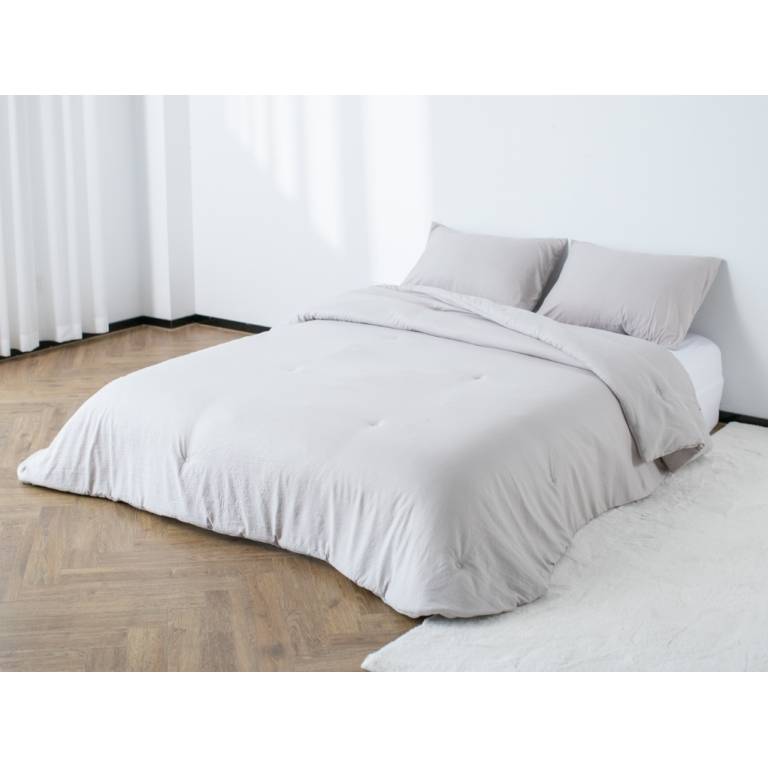 CONJUNTO EDREDÓN TEJIDO CUADRITOS Y FUNDAS DE COJÍN (beige, Cama 135:235x270)