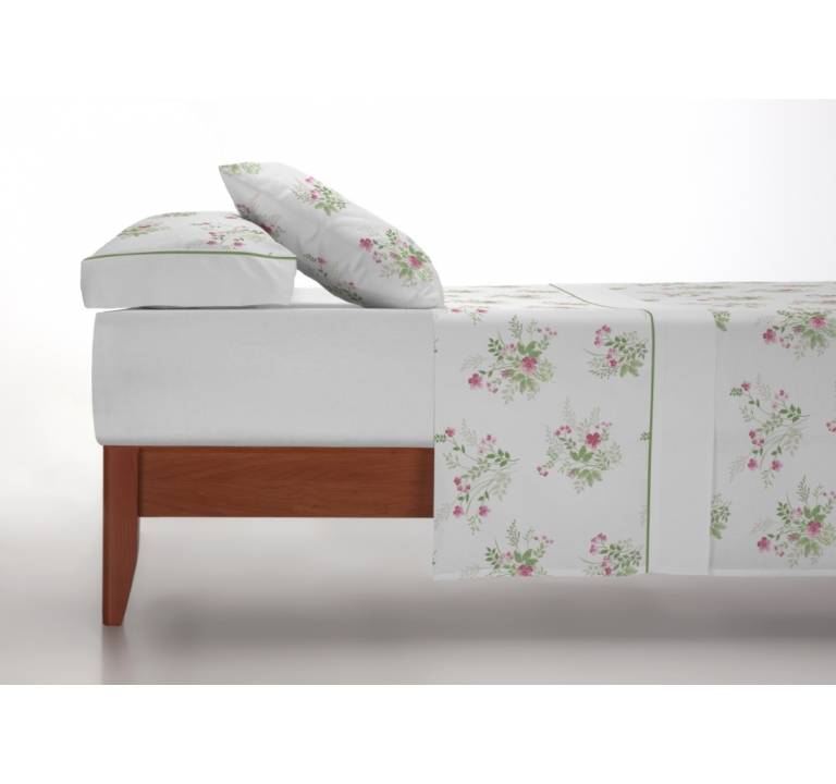 JUEGO SÁBANAS 3 PIEZAS ESTAMPADO BUQUET DE FLORES