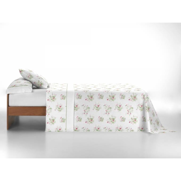 JUEGO SÁBANAS 3 PIEZAS ESTAMPADO BUQUET DE FLORES (rosa, Cama 200:280x270)