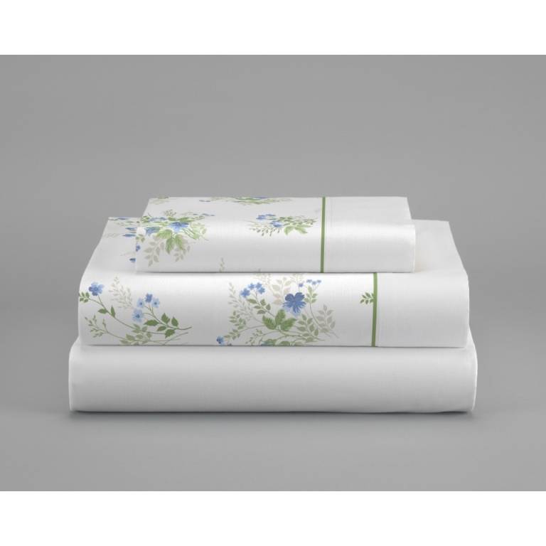 JUEGO SÁBANAS 3 PIEZAS ESTAMPADO BUQUET DE FLORES (azul, Cama 180:270x270)