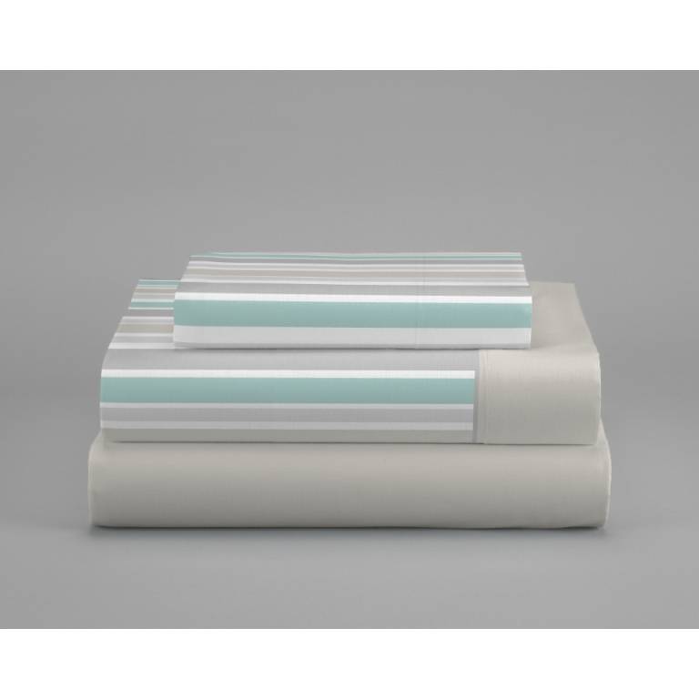 JUEGO SÁBANAS CORALINA ESTAMPADO RAYAS (turquesa, Cama 135:220x260)