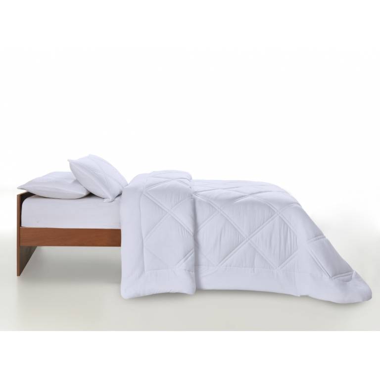 CONJUNTO EDREDÓN BORDADO GEOMÉTRICO Y FUNDAS DE COJÍN (blanco, Cama 135:235x270)