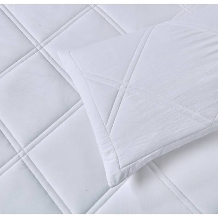 CONJUNTO EDREDÓN BORDADO GEOMÉTRICO Y FUNDAS DE COJÍN (blanco, Cama 135:235x270)