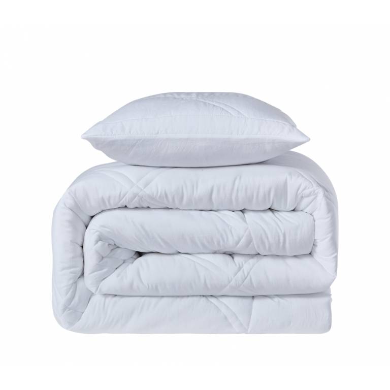 CONJUNTO EDREDÓN BORDADO GEOMÉTRICO Y FUNDAS DE COJÍN (blanco, Cama 135:235x270)