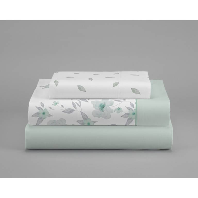 JUEGO SÁBANAS CORALINA ESTAMPADO FLORES (azul, Cama 135:220x260)