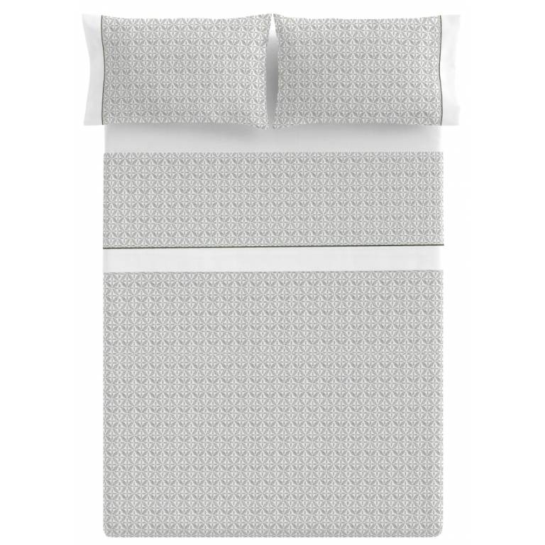 JUEGO SÁBANAS 3 PIEZAS ESTAMPADO GEOMÉTRICO (botella, Cama 90:160x270)