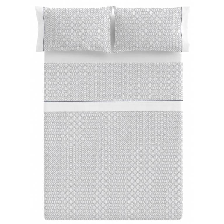 JUEGO SÁBANAS 3 PIEZAS ESTAMPADO GEOMÉTRICO (azul, Cama 180:270x270)