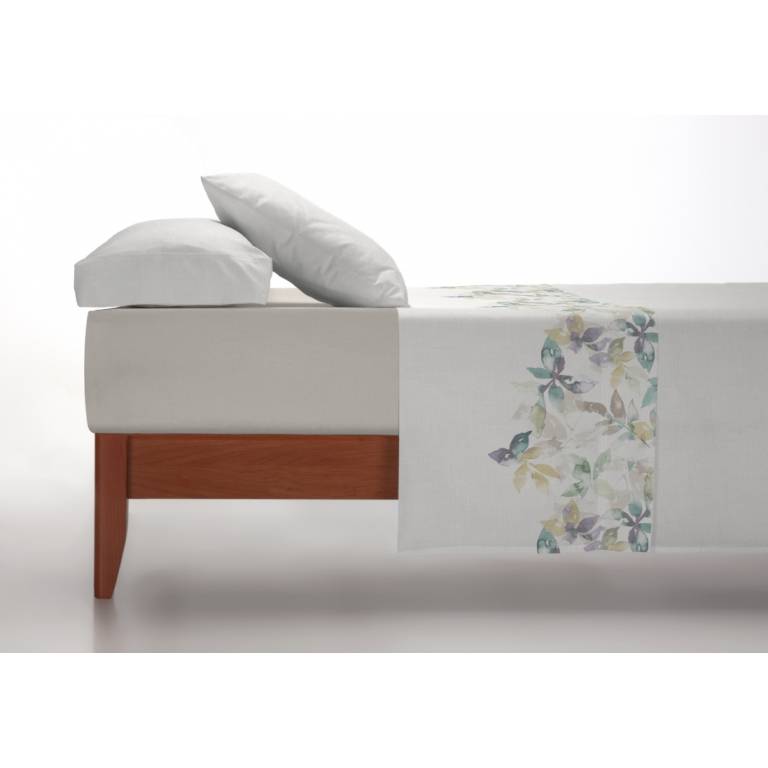 JUEGO SÁBANAS CORALINA ESTAMPADO HOJAS (verde, Cama 135:220x260)