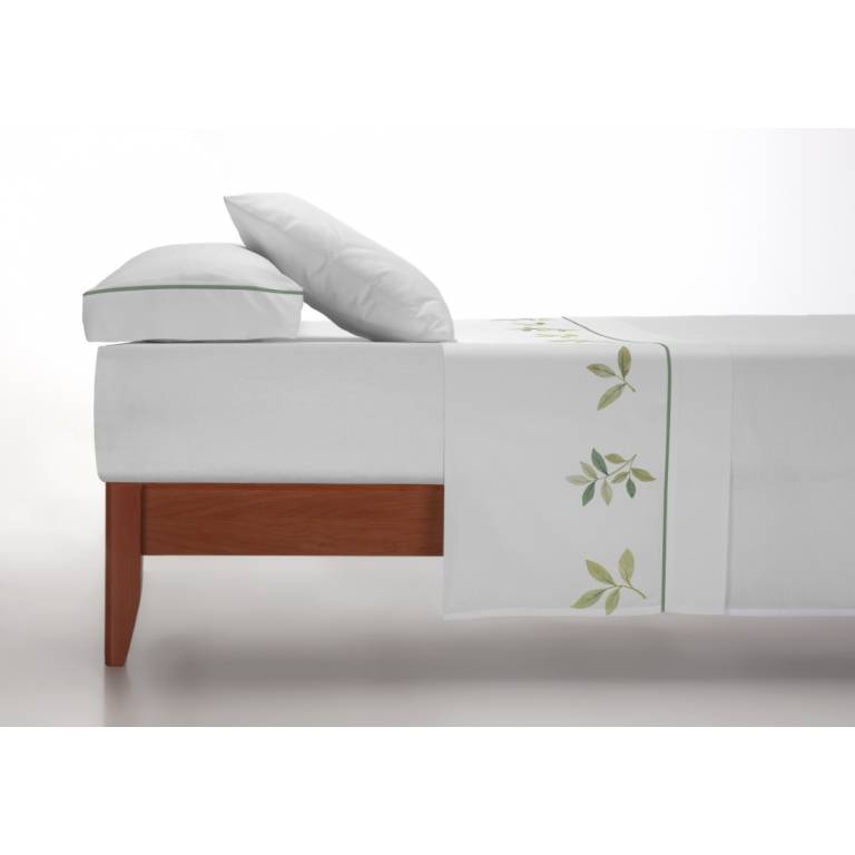 JUEGO SÁBANAS 3 PIEZAS 100% ALGODÓN ESTAMPADO HOJAS (verde, Cama 200:280x270)