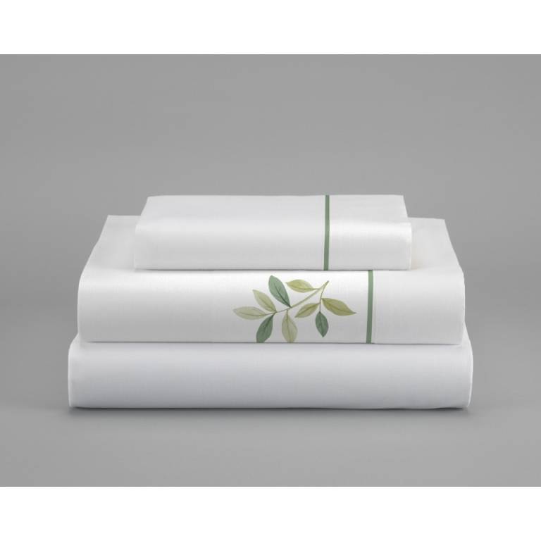 JUEGO SÁBANAS 3 PIEZAS 100% ALGODÓN ESTAMPADO HOJAS (verde, Cama 200:280x270)