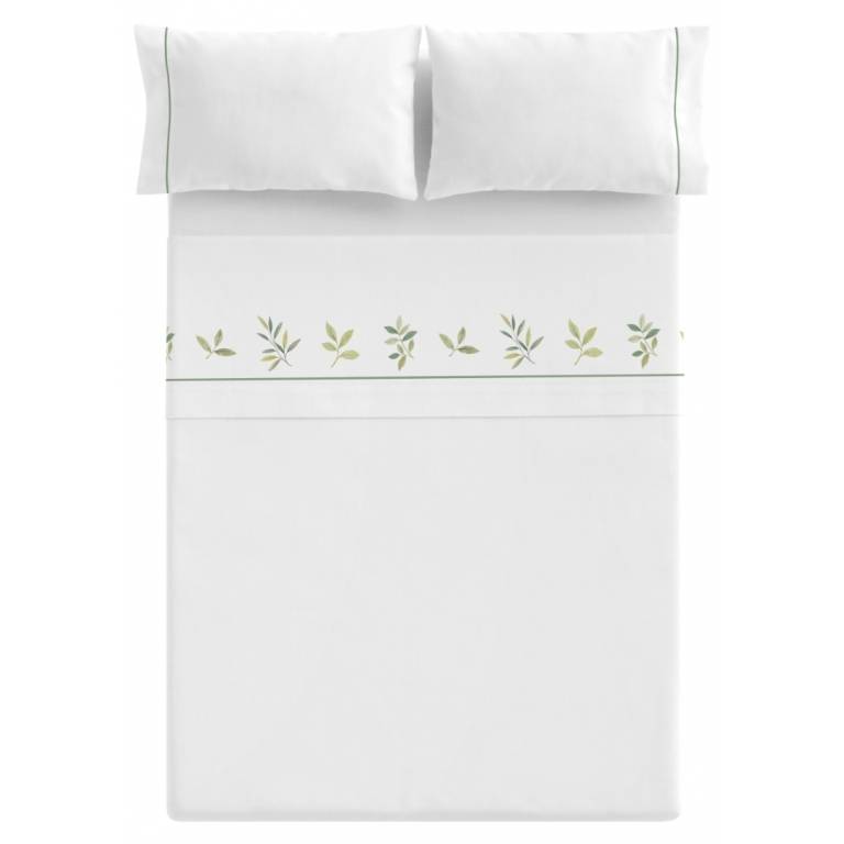 JUEGO SÁBANAS 3 PIEZAS 100% ALGODÓN ESTAMPADO HOJAS (verde, Cama 200:280x270)