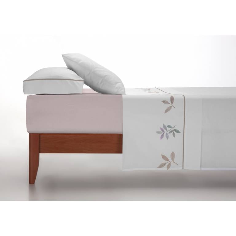 JUEGO SÁBANAS 3 PIEZAS 100% ALGODÓN ESTAMPADO HOJAS (rosa, Cama 200:280x270)