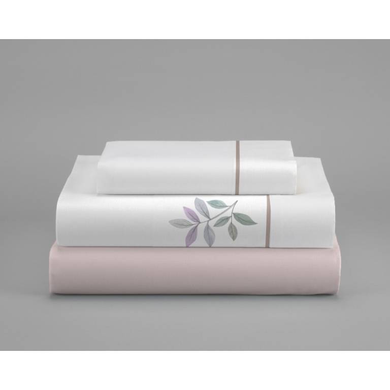 JUEGO SÁBANAS 3 PIEZAS 100% ALGODÓN ESTAMPADO HOJAS (rosa, Cama 200:280x270)