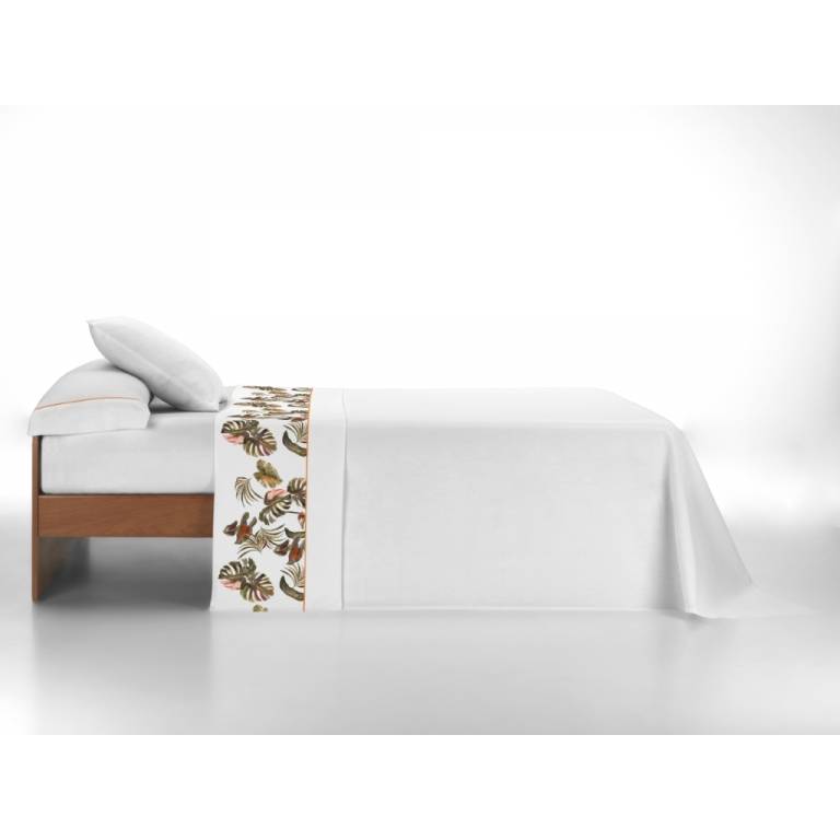 JUEGO SABANAS HOJAS 100 ALGODÓN 3 PIEZAS (verde, Cama 135:220x270)