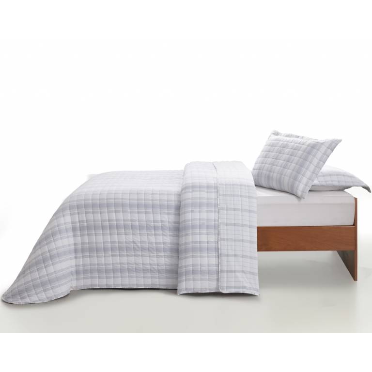 EDREDON ENTRETIEMPO HILO TINTADO Y FUNDAS DE COJIN gris