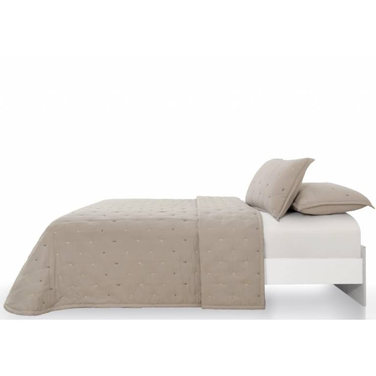 CONJUNTO COLCHA BORDADA TACTO SUAVE Y FUNDAS DE COJIN (beige, Cama 135:235x270)