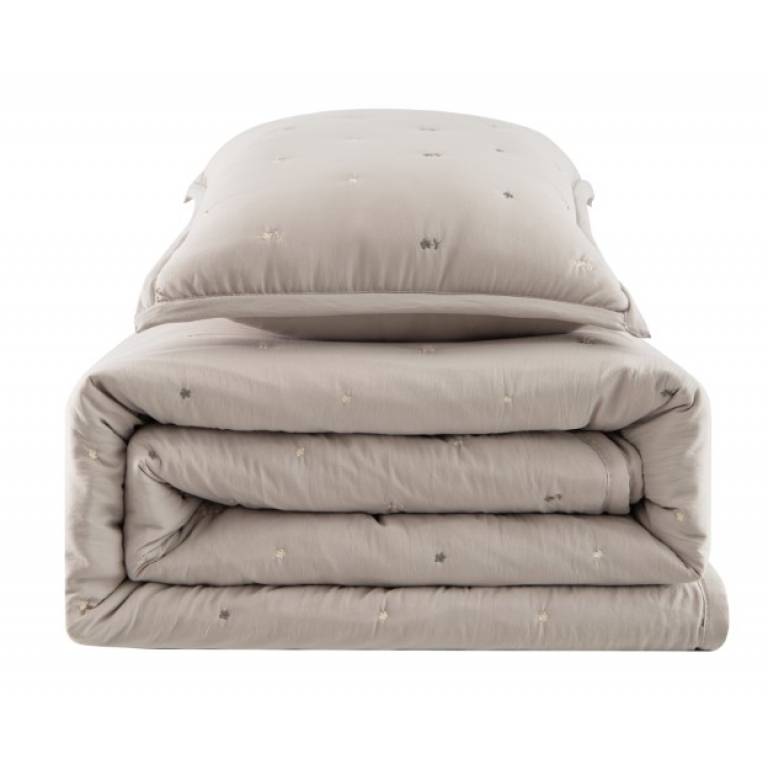 CONJUNTO COLCHA BORDADA TACTO SUAVE Y FUNDAS DE COJIN (beige, Cama 135:235x270)