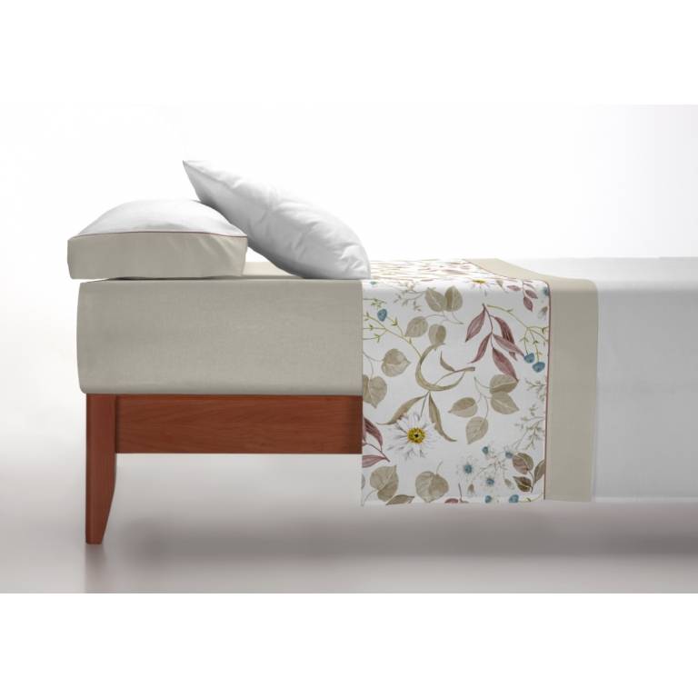 JUEGO SABANAS FLORES 3 PIEZAS beige