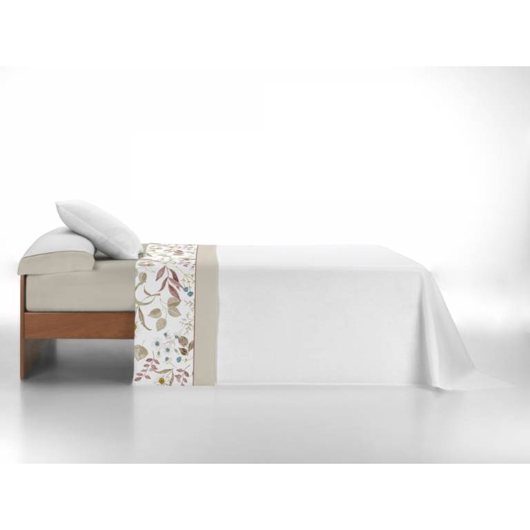 JUEGO SABANAS FLORES 3 PIEZAS (beige, Cama 160:240x270)