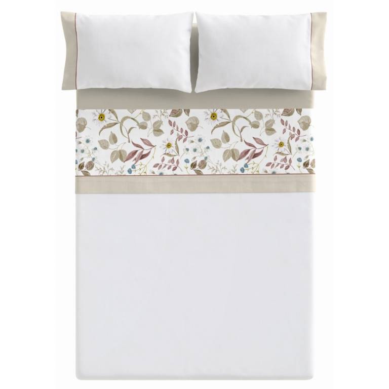 JUEGO SABANAS FLORES 3 PIEZAS (beige, Cama 160:240x270)