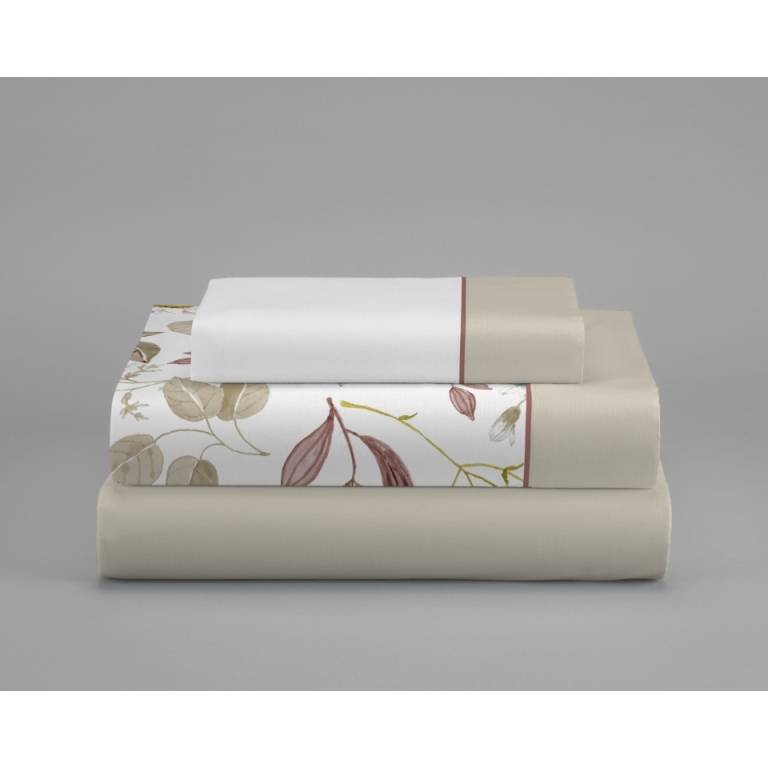 JUEGO SABANAS FLORES 3 PIEZAS (beige, Cama 160:240x270)