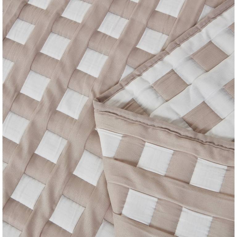 CONJUNTO COLCHA CUADRITOS PIQUÉ Y FUNDAS DE COJÍN (beige, Cama 105:200x270)