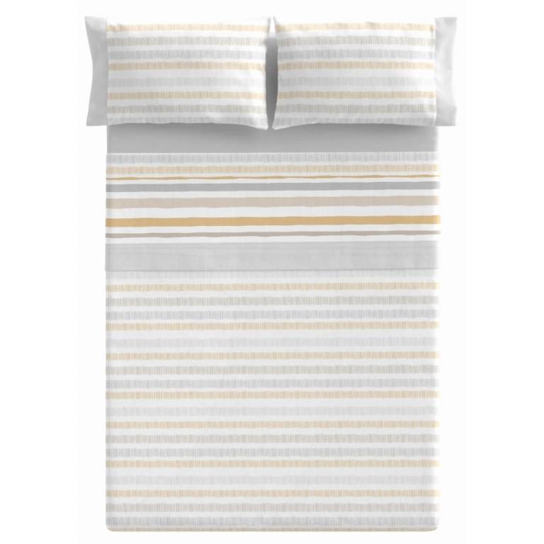 JUEGO SABANAS RAYAS 3 PIEZAS (amarillo, Cama 200:280x270)