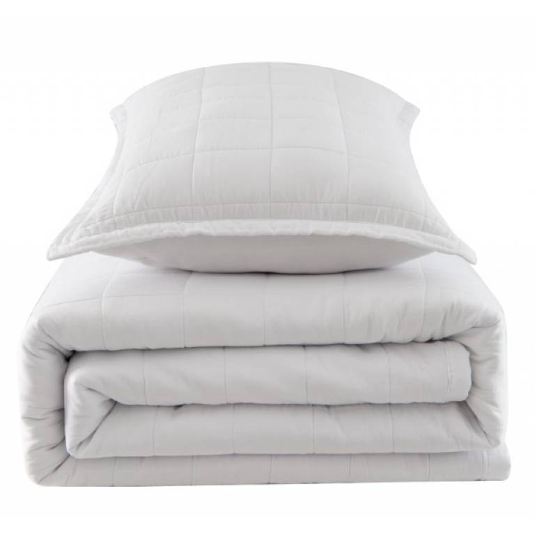 CONJUNTO COLCHA TACTO EXTRA SUAVE Y FUNDAS DE COJIN (blanco, Cama 135:235x270)