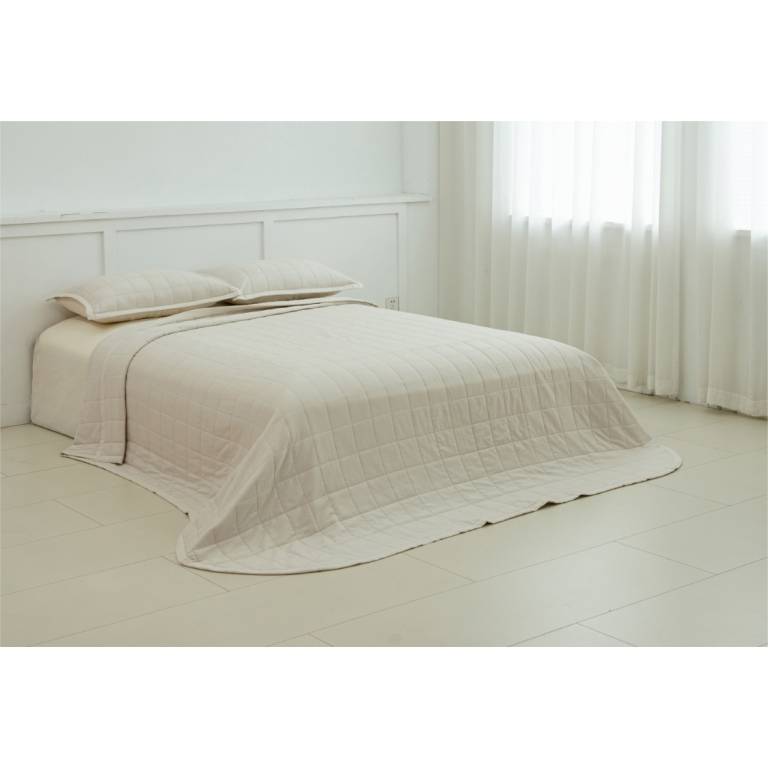 CONJUNTO COLCHA TACTO EXTRA SUAVE Y FUNDAS DE COJIN (natural, Cama 135:235x270)
