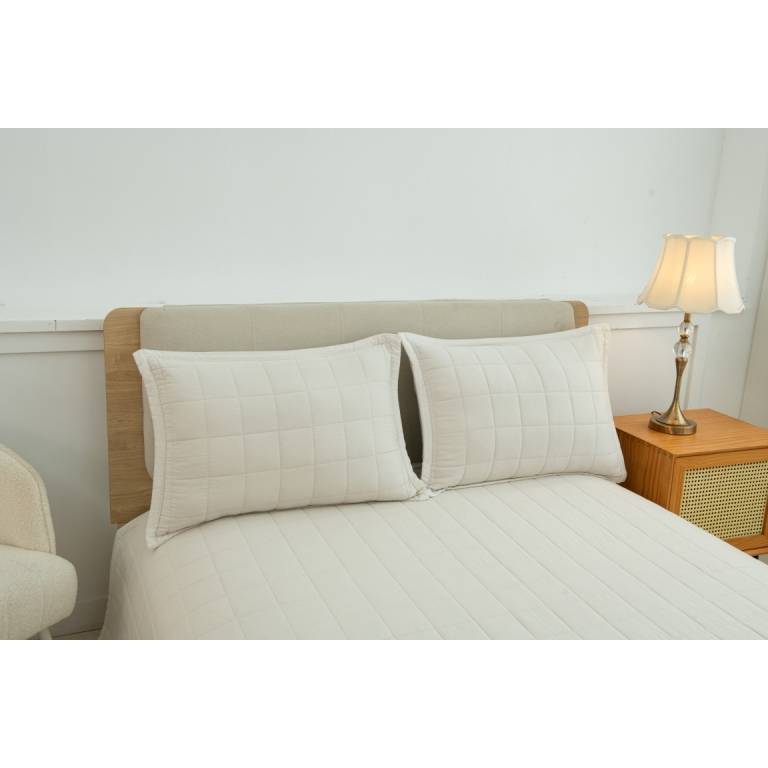 CONJUNTO COLCHA TACTO EXTRA SUAVE Y FUNDAS DE COJIN (natural, Cama 150:250x270)