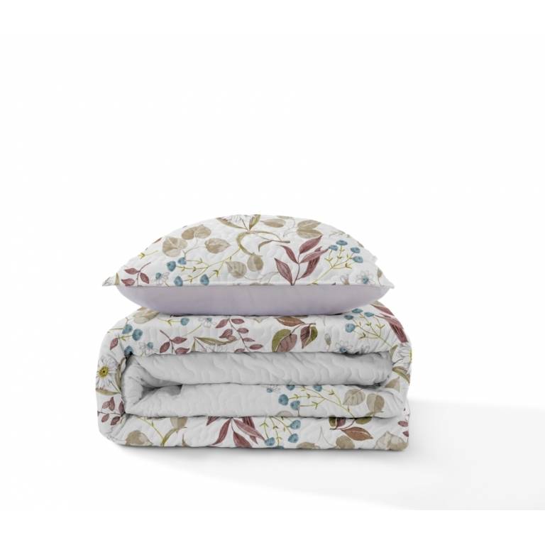 CONJUNTO COLCHA BOUTI ESTAMPADO DE FLORES Y FUNDAS DE COJIN (beige, Cama 135:235x270)