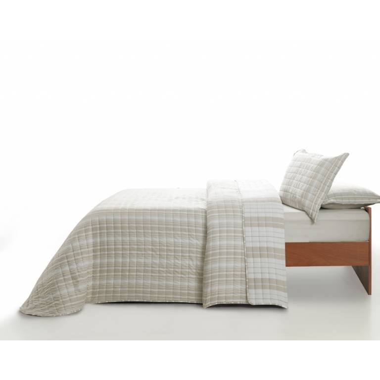 EDREDON ENTRETIEMPO HILO TINTADO Y FUNDAS DE COJIN beige