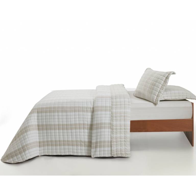 EDREDON ENTRETIEMPO HILO TINTADO Y FUNDAS DE COJIN (beige, Cama 180:280x270)