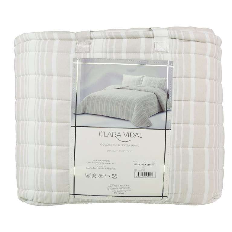 EDREDON ENTRETIEMPO HILO TINTADO Y FUNDAS DE COJIN (beige, Cama 180:280x270)