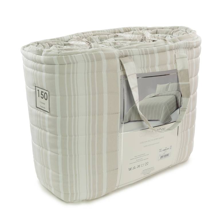 EDREDON ENTRETIEMPO HILO TINTADO Y FUNDAS DE COJIN (beige, Cama 180:280x270)