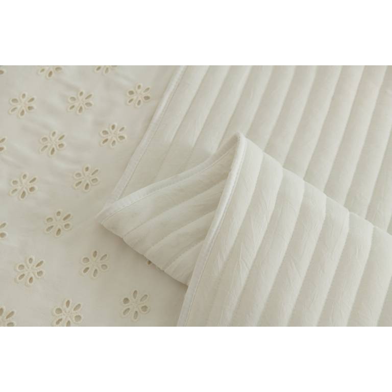 CONJUNTO COLCHA BORDADA TACTO SUAVE Y FUNDAS DE COJIN (natural, Cama 150:250x270)